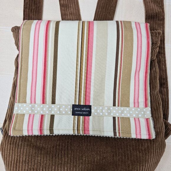 Anna William Newburyport Corduroy Stripe Zip Top Adjustable Straps Backpack Bag main image 4